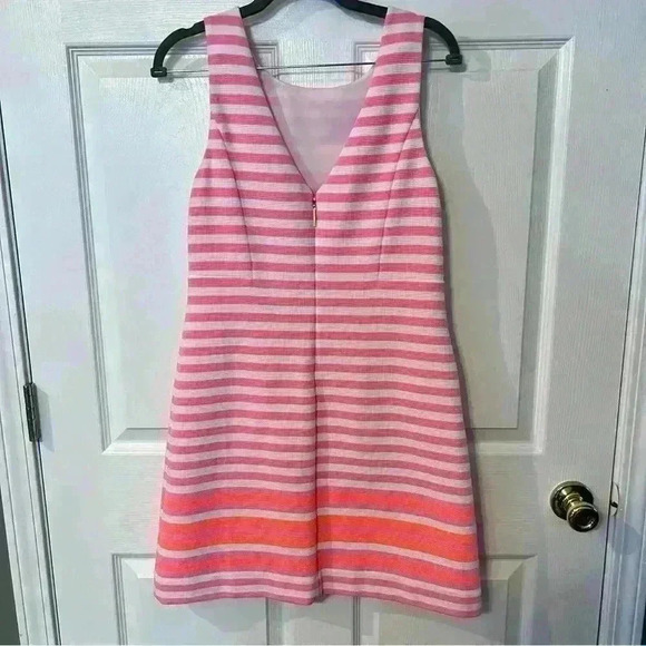 Lilly Pulitzer Eden Tropical Pink Pout Ottoman Striped Shift Dress Size Small - Picture 4 of 8